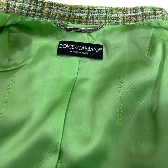 DOLCE & GABBANA Water Snake Green Tweed Boucle Blazer - Picture 8 of 12